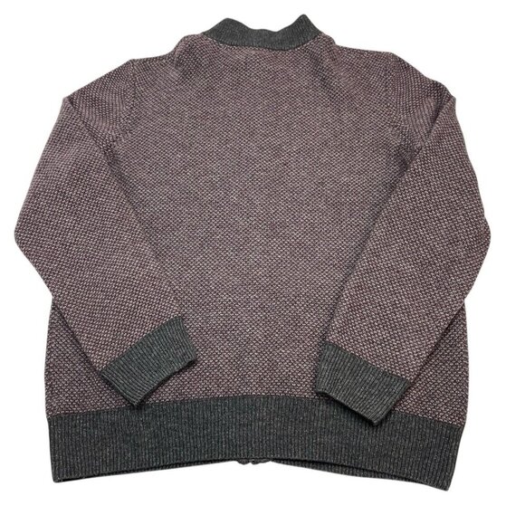 Jos A Bank Reserve Sweater Mens XL Wool Blend Zip Cardigan Gray Ribbed Mock Neck - Picture 2 of 9